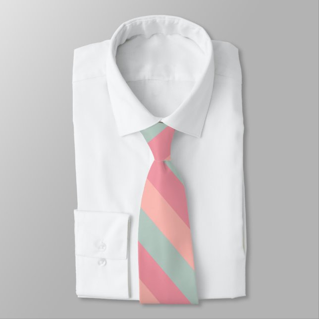 Modish Peach Teal Colour Stripes Cute Elegant Best Tie (Tied)