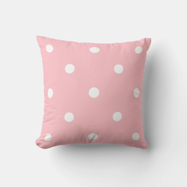 Modish Pink White Polka Dots Elegant Template Cushion (Front)