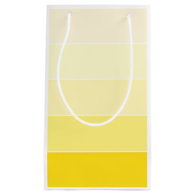 Modish Yellow White Striped Trendy Template Small Gift Bag (Front)
