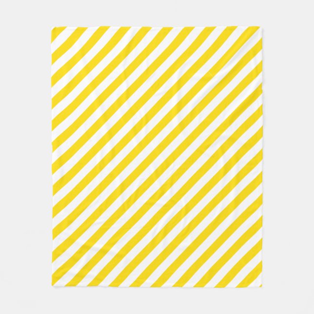 Modish Yellow White Stripes Elegant Template Fleece Blanket (Front)