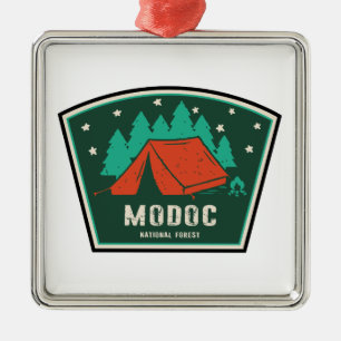 Modoc National Forest Camping Metal Tree Decoration