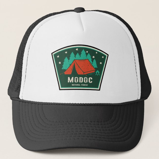 Modoc National Forest Camping Trucker Hat (Front)