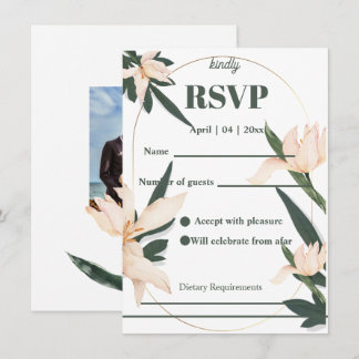 Modren blush pink floral Circle RSVP Card