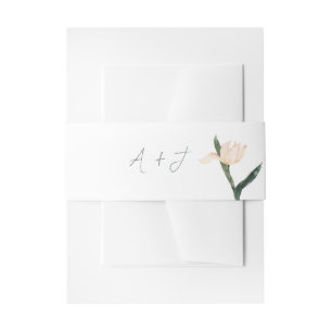 Modren blush pink floral Circle RSVP Card Invitation Belly Band