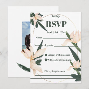 Modren blush pink floral Circle RSVP Cards