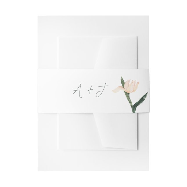 Modren blush pink floral invitation belly band (Front Example)