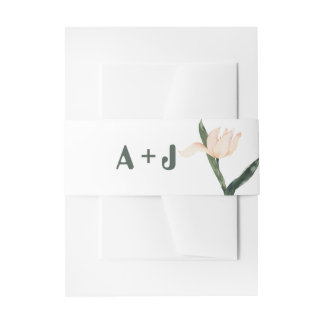 Modren blush pink floral invitation belly band