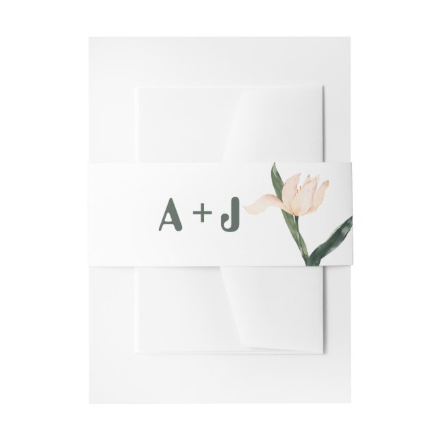 Modren blush pink floral invitation belly band (Front Example)