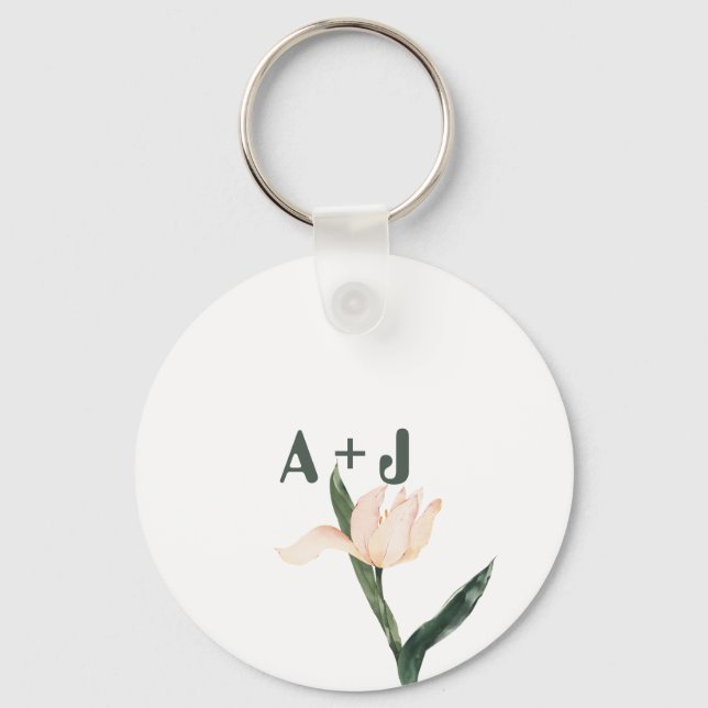 Modren blush pink floral key ring (Front)