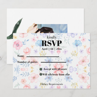 Modren blush pink floral  RSVP Card
