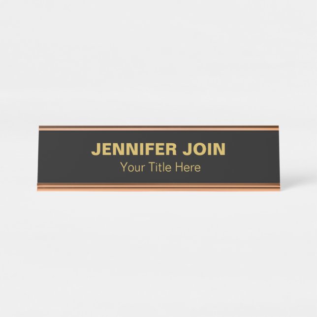 Modren Golden blush  Desk Name Plate (Front)