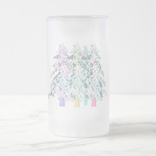 MODRN ART WHITE SILVER LESS IS MORE FROSTED GLASS BEER MUG