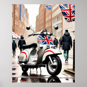 Mods' Scooter, Union Jack, Brighton, Parka Poster