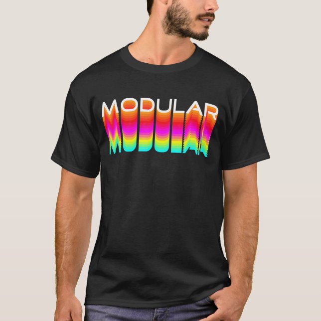 Modular  80s Retro Analogue Synthwave Modular Synt T-Shirt (Front)