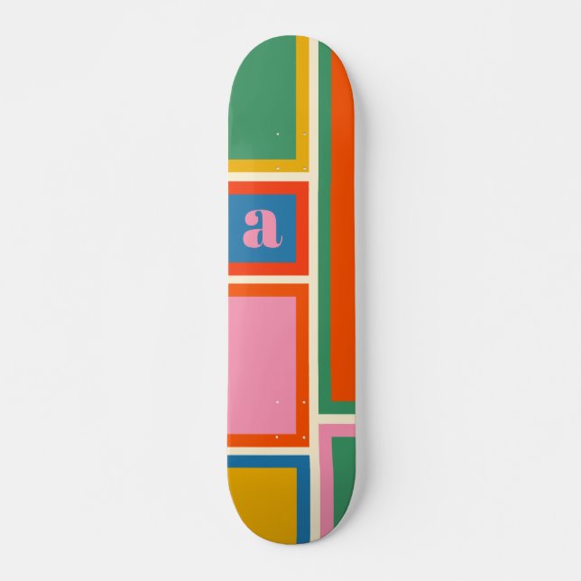 Modular Colourful Geometric Pattern with Initial Skateboard (Front)