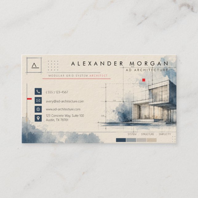 Modular Grid System Architect Business Card (Front)