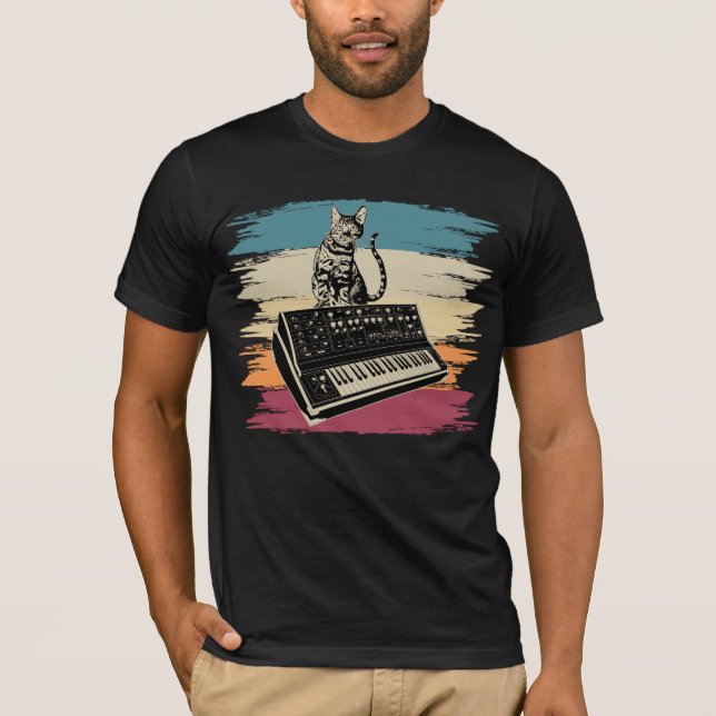 Modular Synthesizer Electronic Music Analogue Cat T-Shirt (Front)
