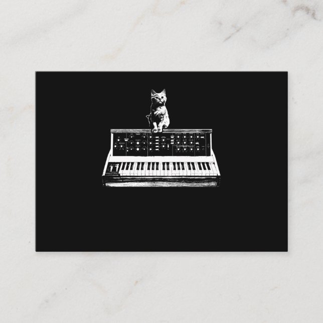 Modular Synthesizer Keyboard Music Producer Cat Sy Business Card (Front)