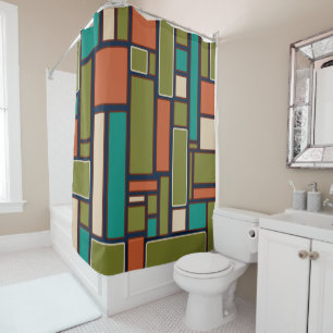 Modulus Midcentury Modern Retro Geometric Pattern Shower Curtain