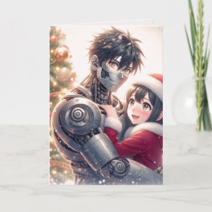 Moe Chatbot Love Female + Robot Christmas Holiday Card