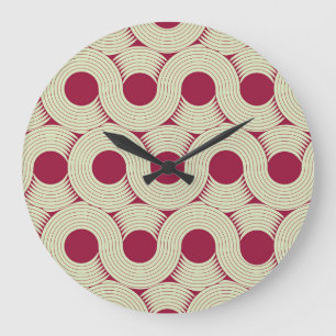 Moebius Stripe: Infinite Red-Green Tile Large Clock