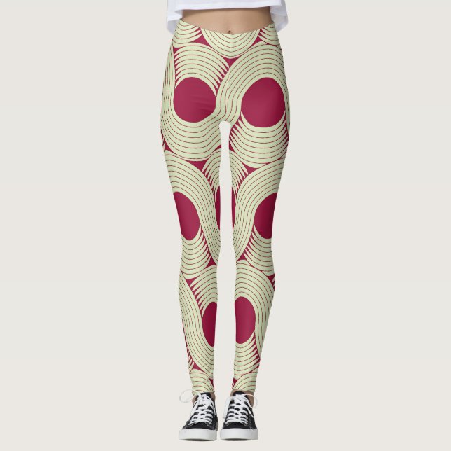 Moebius Stripe: Infinite Red-Green Tile Leggings (Front)