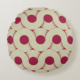 Moebius Stripe: Infinite Red-Green Tile Round Cushion