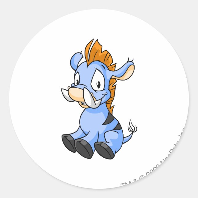 Moehog Blue Classic Round Sticker (Front)