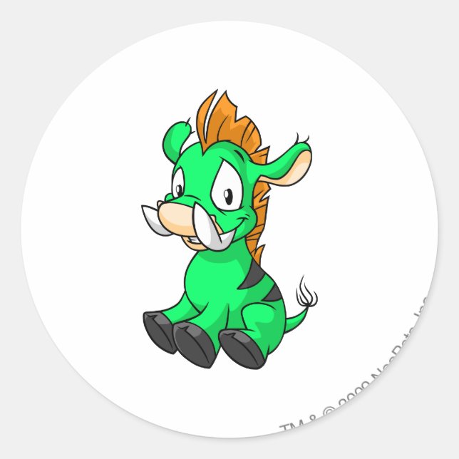 Moehog Green Classic Round Sticker (Front)