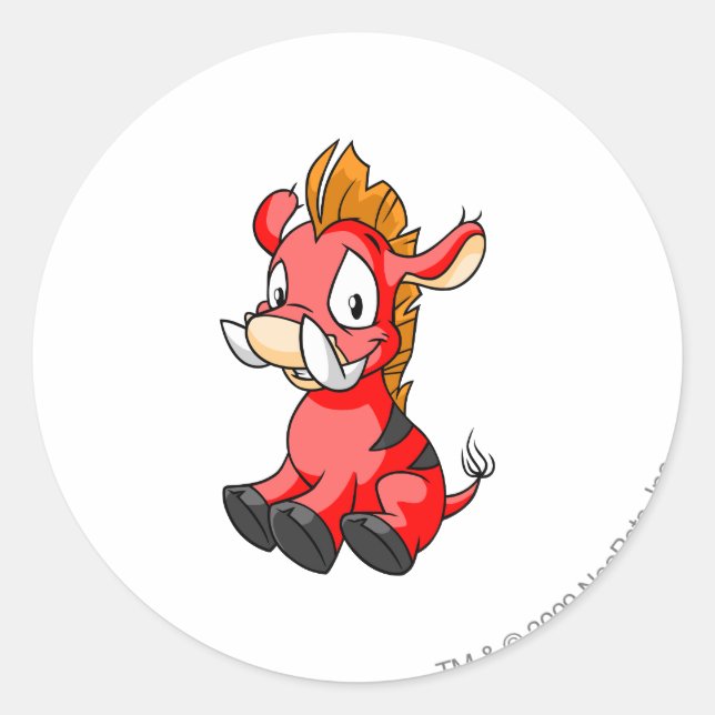 Moehog Red Classic Round Sticker (Front)