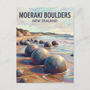 Moeraki Boulders New Zealand Postcard
