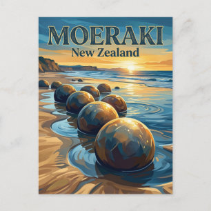 Moeraki Boulders New Zealand Postcard