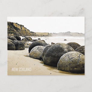 Moeraki Boulders New Zealand travel Postcard