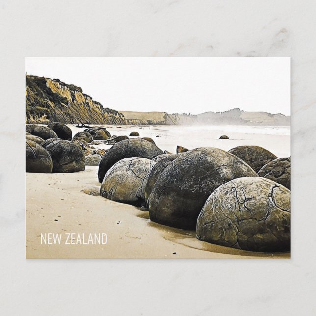 Moeraki Boulders New Zealand travel Postcard (Front)