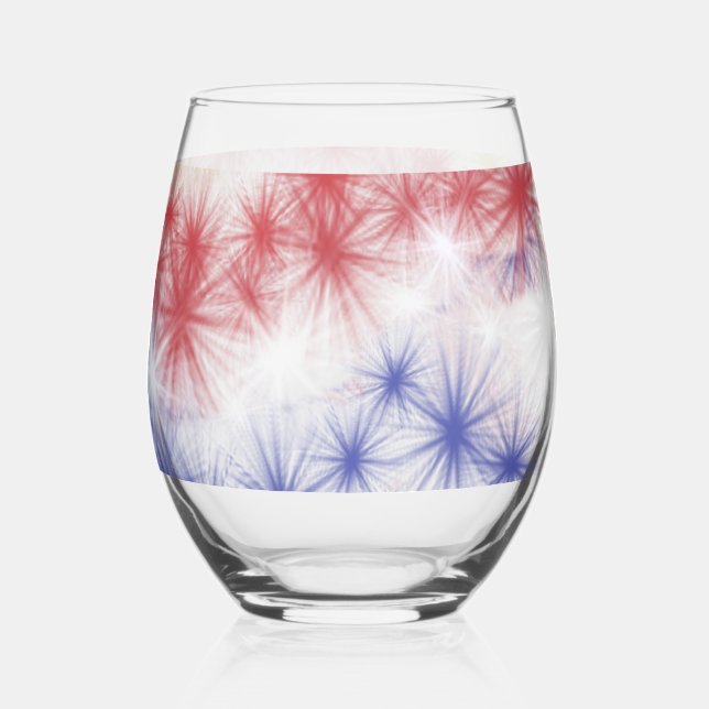 Moe's Fireworks Celebration Drinkware Set Stemless Wine Glass (Back)