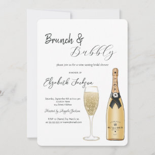 Moet Bottle Glass Brunch & Bubbly  Invitation