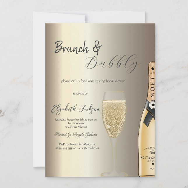  Moet Bottle Glass Champagne Bridal Shower Invitation (Front)