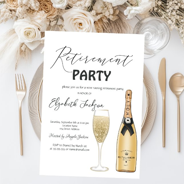 Moet Bottle Glass Retirement Party Invitation (Creator Uploaded)