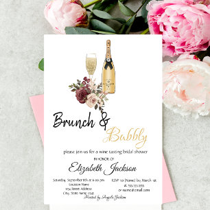 Moet Glass Floral Brunch & Bubbly Bridal Shower Invitation