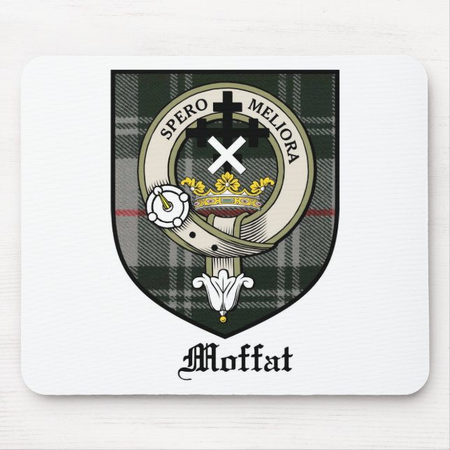 Moffat Clan Crest Badge Tartan Mouse Mat (Front)