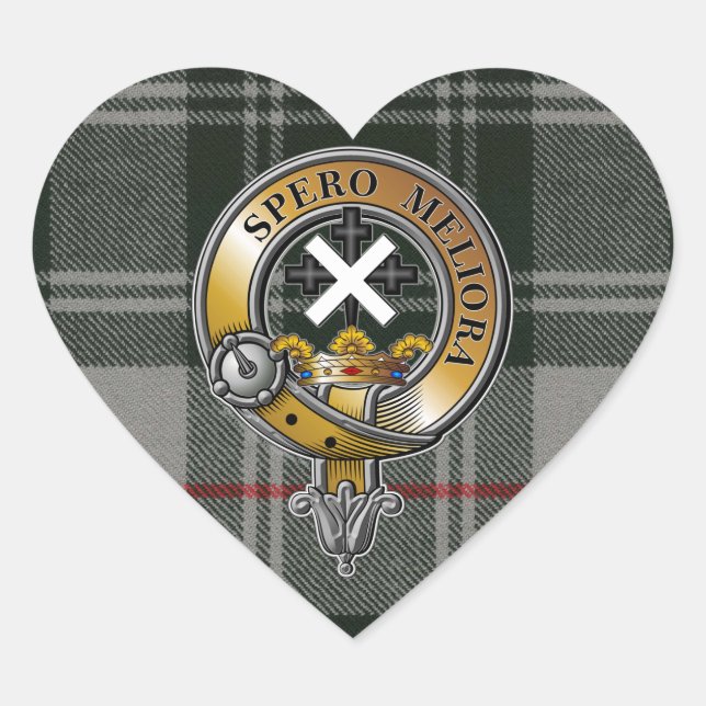 Moffat Tartan & Badge Heart Sticker (Front)