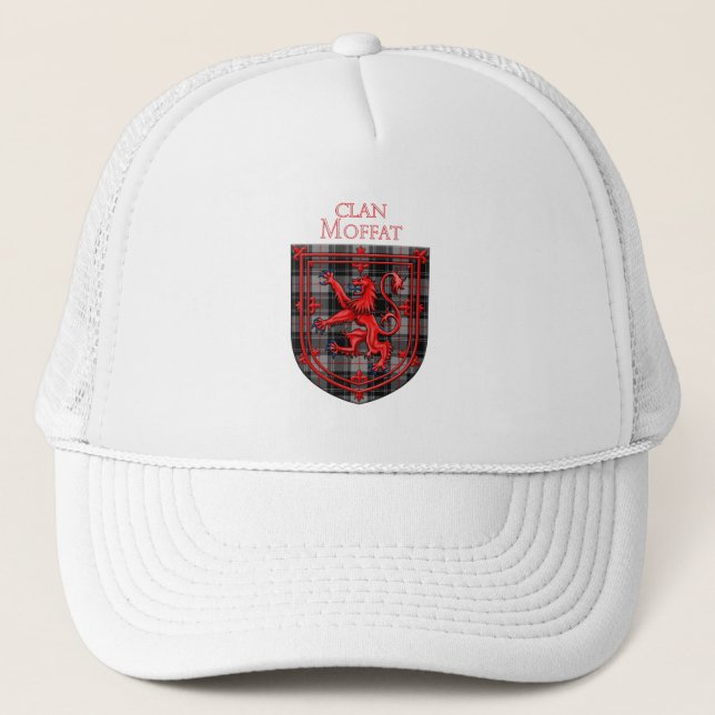 Moffat Tartan Scottish Plaid Lion Rampant Trucker Hat (Front)