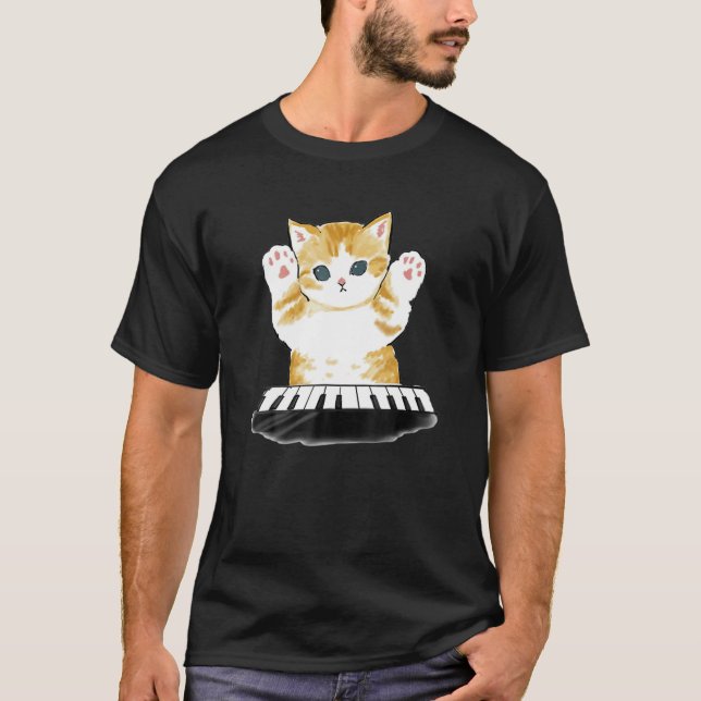 Mofu Sand Cat Piano T-Shirt (Front)