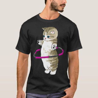 Mofu Sand Cute Cat Drawing Playing With Hula Hoop  T-Shirt