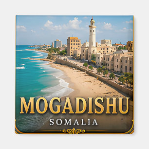 Mogadishu Indian Ocean and Historic Lighthouse Magnet