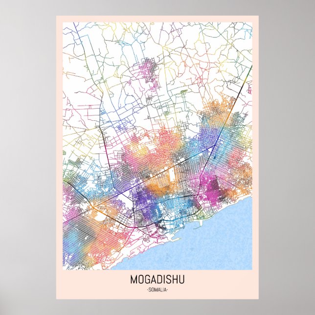 Mogadishu Somalia City Map Poster (Front)