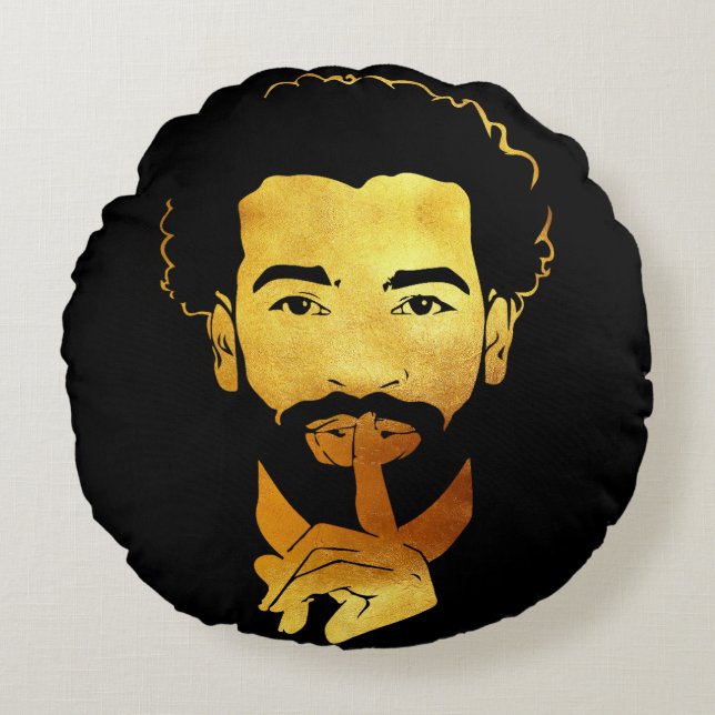 Mohamed Salah, the Egyptian King's Soccer Round Cushion (Front)