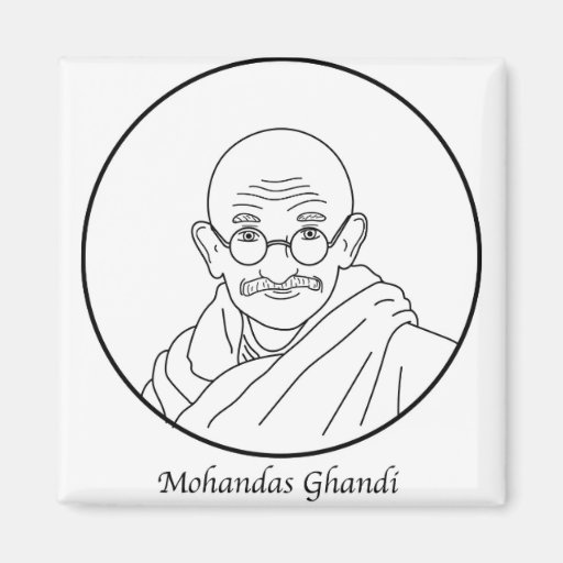 Image of Mohandas Ghandi Line Portrait Magnet