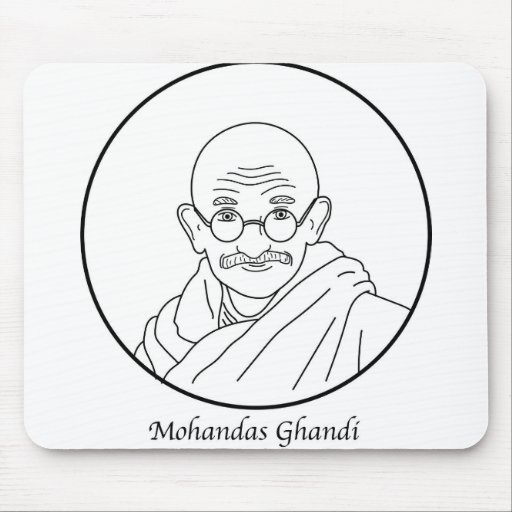 Image of Mohandas Ghandi Line Portrait Mouse Mat