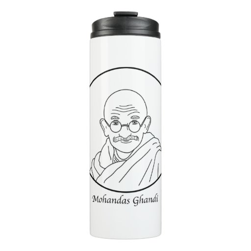 Image of Mohandas Ghandi Line Portrait Thermal Tumbler